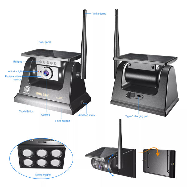 Caméra de tableau de bord arrière W8 WIFI Van 1080P