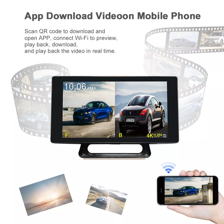 aoocci d501 wireless carplay and android auto front and rear dash cam app download