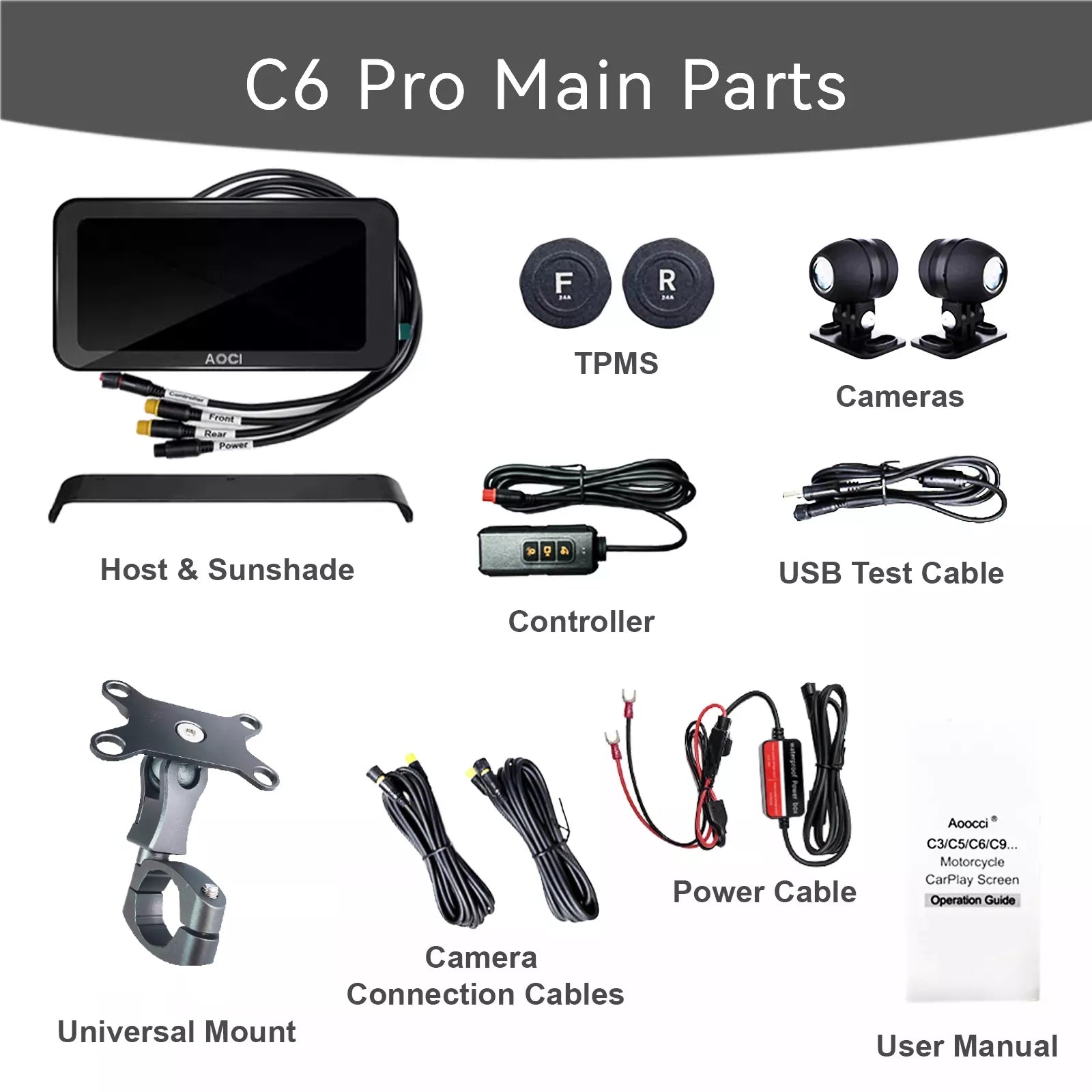 Aoocci C6 Pro All in One Motorcycle Dash Cam with GPS Anti Theft