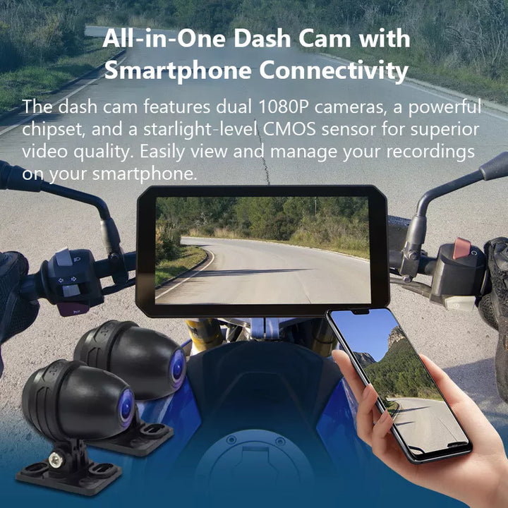 Aoocci C9 Motorcycle Front & Rear Camera with Wireless CarPlay