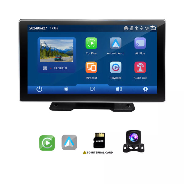 Caméra de tableau de bord double enregistreur 2K P902 avec CarPlay FM